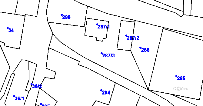 Parcela st. 287/3 v KÚ Olešná na Moravě, Katastrální mapa