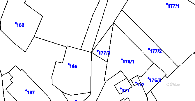 Parcela st. 177/3 v KÚ Olešná na Moravě, Katastrální mapa