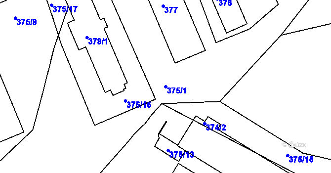 Parcela st. 375/1 v KÚ Olešná na Moravě, Katastrální mapa