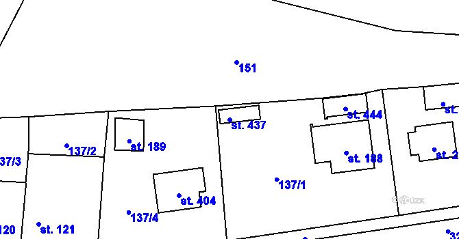 Parcela st. 437 v KÚ Olešnice u Trhových Svinů, Katastrální mapa