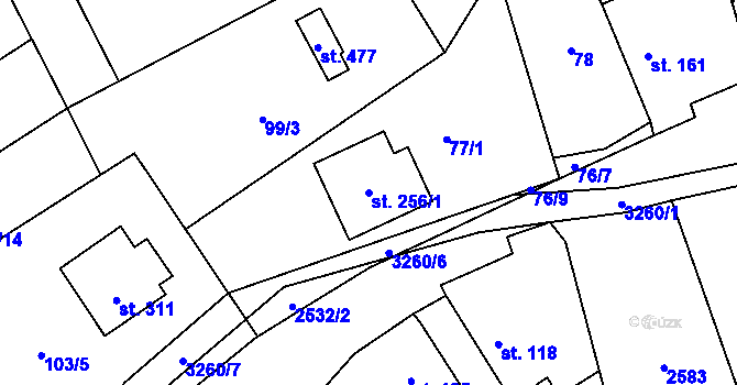 Parcela st. 256/1 v KÚ Olešnice u Trhových Svinů, Katastrální mapa