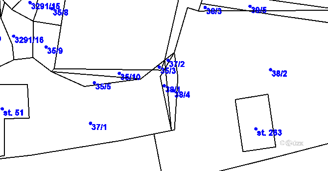 Parcela st. 38/1 v KÚ Olešnice u Trhových Svinů, Katastrální mapa
