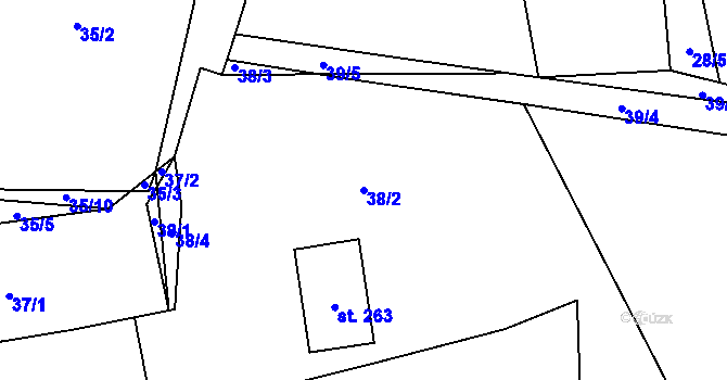Parcela st. 38/2 v KÚ Olešnice u Trhových Svinů, Katastrální mapa