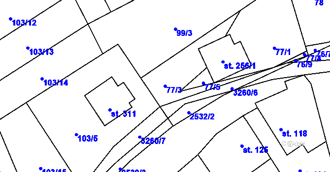 Parcela st. 77/3 v KÚ Olešnice u Trhových Svinů, Katastrální mapa