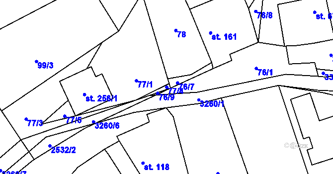 Parcela st. 77/4 v KÚ Olešnice u Trhových Svinů, Katastrální mapa