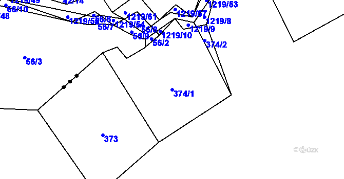 Parcela st. 374/1 v KÚ Olešnice u Trhových Svinů, Katastrální mapa