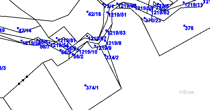 Parcela st. 374/2 v KÚ Olešnice u Trhových Svinů, Katastrální mapa