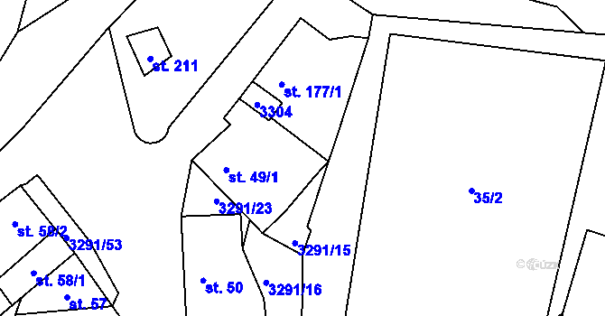 Parcela st. 49/2 v KÚ Olešnice u Trhových Svinů, Katastrální mapa