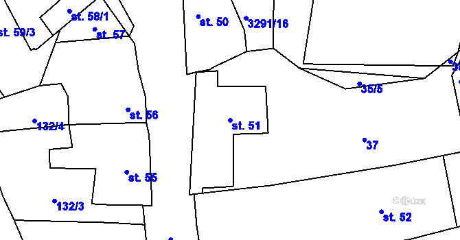 Parcela st. 51 v KÚ Olešnice u Trhových Svinů, Katastrální mapa
