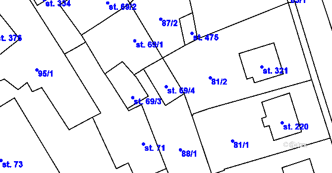 Parcela st. 69/4 v KÚ Olešnice u Trhových Svinů, Katastrální mapa