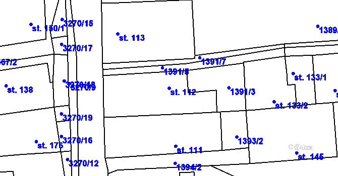 Parcela st. 112 v KÚ Olešnice u Trhových Svinů, Katastrální mapa