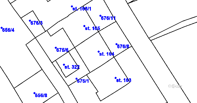 Parcela st. 164 v KÚ Olešnice u Trhových Svinů, Katastrální mapa