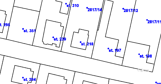 Parcela st. 218 v KÚ Olešnice u Trhových Svinů, Katastrální mapa