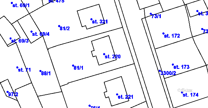 Parcela st. 220 v KÚ Olešnice u Trhových Svinů, Katastrální mapa