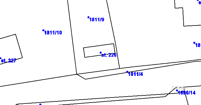 Parcela st. 226 v KÚ Olešnice u Trhových Svinů, Katastrální mapa