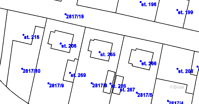 Parcela st. 265 v KÚ Olešnice u Trhových Svinů, Katastrální mapa