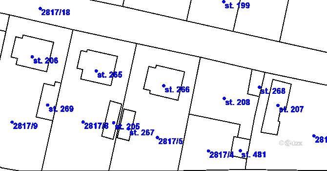 Parcela st. 266 v KÚ Olešnice u Trhových Svinů, Katastrální mapa