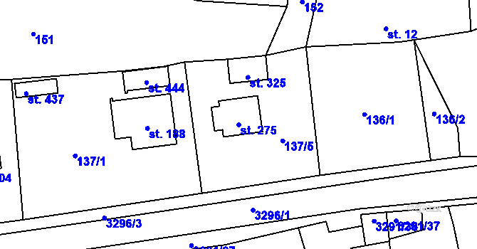 Parcela st. 275 v KÚ Olešnice u Trhových Svinů, Katastrální mapa