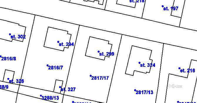 Parcela st. 299 v KÚ Olešnice u Trhových Svinů, Katastrální mapa