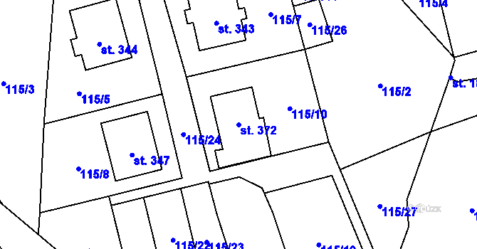 Parcela st. 372 v KÚ Olešnice u Trhových Svinů, Katastrální mapa