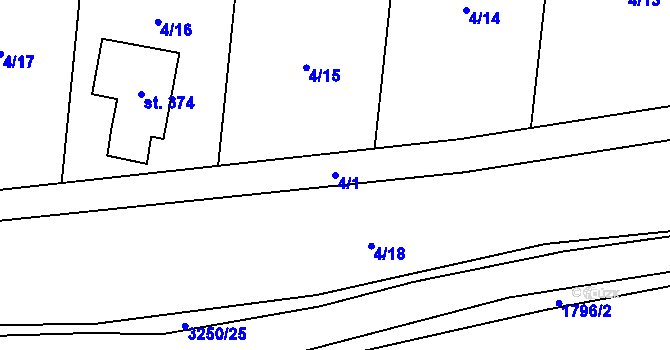 Parcela st. 4/1 v KÚ Olešnice u Trhových Svinů, Katastrální mapa