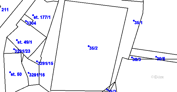 Parcela st. 35/2 v KÚ Olešnice u Trhových Svinů, Katastrální mapa