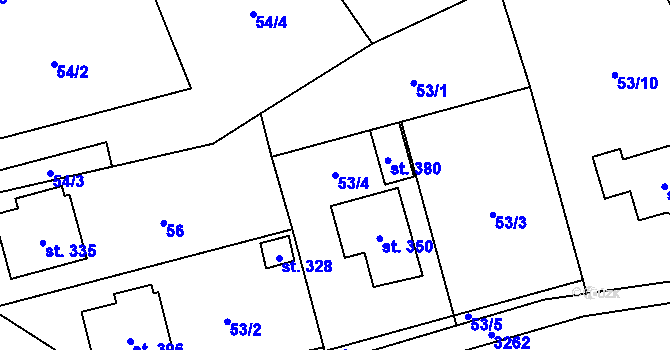 Parcela st. 53/4 v KÚ Olešnice u Trhových Svinů, Katastrální mapa
