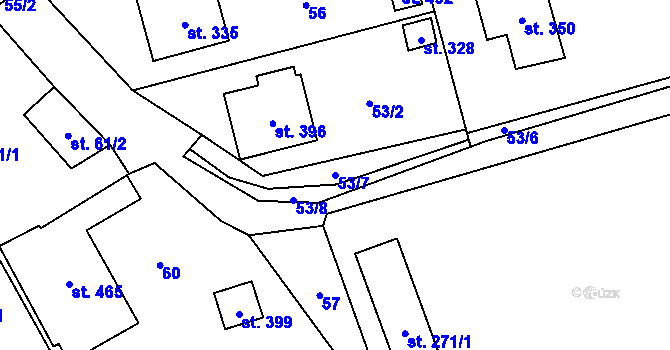 Parcela st. 53/7 v KÚ Olešnice u Trhových Svinů, Katastrální mapa