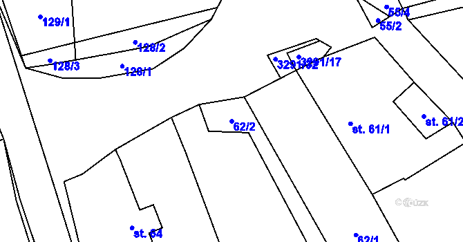 Parcela st. 62/2 v KÚ Olešnice u Trhových Svinů, Katastrální mapa