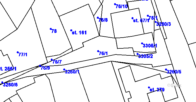 Parcela st. 76/1 v KÚ Olešnice u Trhových Svinů, Katastrální mapa