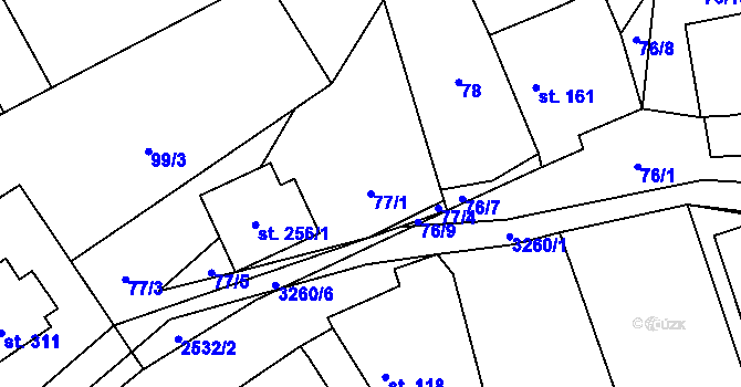 Parcela st. 77/1 v KÚ Olešnice u Trhových Svinů, Katastrální mapa
