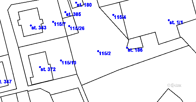 Parcela st. 115/2 v KÚ Olešnice u Trhových Svinů, Katastrální mapa