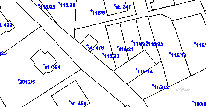 Parcela st. 115/20 v KÚ Olešnice u Trhových Svinů, Katastrální mapa