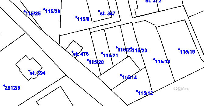 Parcela st. 115/21 v KÚ Olešnice u Trhových Svinů, Katastrální mapa
