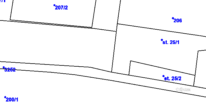 Parcela st. 203 v KÚ Olešnice u Trhových Svinů, Katastrální mapa