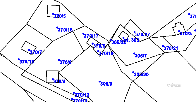 Parcela st. 370/19 v KÚ Olešnice u Trhových Svinů, Katastrální mapa
