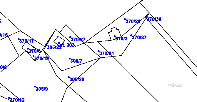Parcela st. 370/21 v KÚ Olešnice u Trhových Svinů, Katastrální mapa