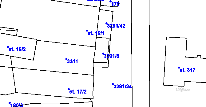Parcela st. 3291/6 v KÚ Olešnice u Trhových Svinů, Katastrální mapa