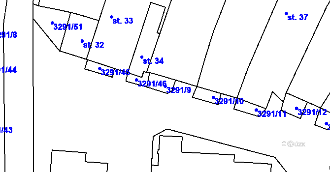 Parcela st. 3291/9 v KÚ Olešnice u Trhových Svinů, Katastrální mapa