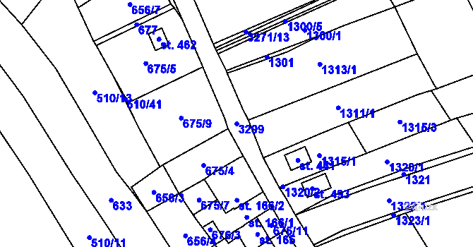 Parcela st. 3299 v KÚ Olešnice u Trhových Svinů, Katastrální mapa