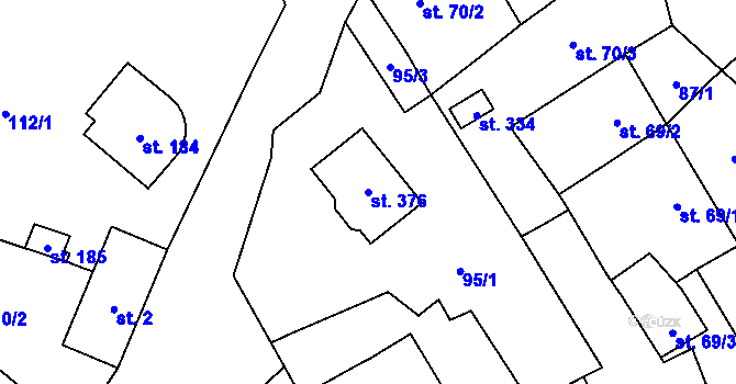 Parcela st. 376 v KÚ Olešnice u Trhových Svinů, Katastrální mapa