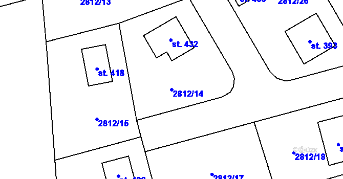 Parcela st. 2812/14 v KÚ Olešnice u Trhových Svinů, Katastrální mapa