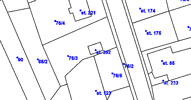 Parcela st. 392 v KÚ Olešnice u Trhových Svinů, Katastrální mapa