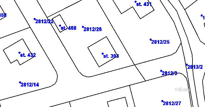 Parcela st. 393 v KÚ Olešnice u Trhových Svinů, Katastrální mapa