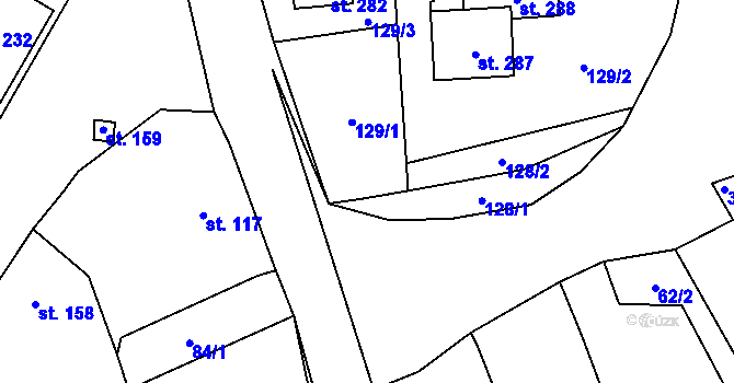 Parcela st. 128/3 v KÚ Olešnice u Trhových Svinů, Katastrální mapa