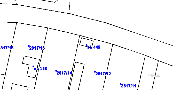 Parcela st. 449 v KÚ Olešnice u Trhových Svinů, Katastrální mapa