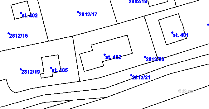 Parcela st. 452 v KÚ Olešnice u Trhových Svinů, Katastrální mapa