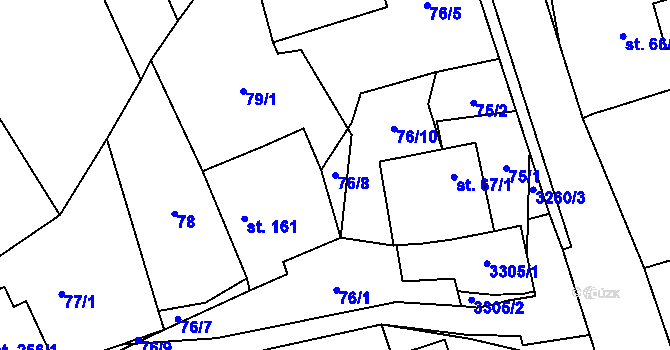 Parcela st. 76/8 v KÚ Olešnice u Trhových Svinů, Katastrální mapa