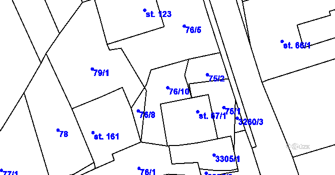 Parcela st. 76/10 v KÚ Olešnice u Trhových Svinů, Katastrální mapa