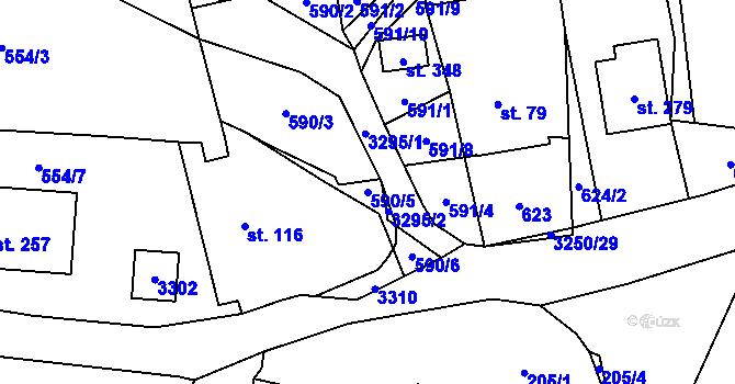 Parcela st. 590/5 v KÚ Olešnice u Trhových Svinů, Katastrální mapa